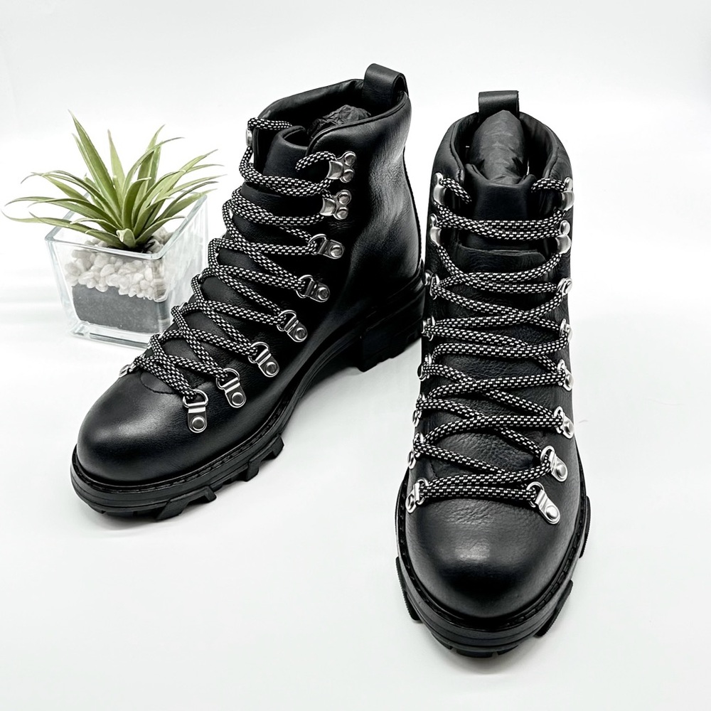 Rag & Bone Black Lace Up Shiloh Hiker Leather Boot size 8.5 WORN ONCE